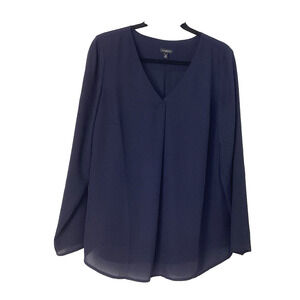 Womens Talbots V Neck Drape Tunic Blouse Long Sleeve Pullover M Business Teacher